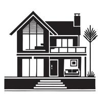Modern Two Story House Silhouette Design vector
