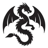 Majestic Black Silhouette Dragon Winged Creature Illustration vector