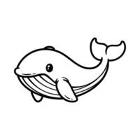 fun cute simple whale cartoon character isolated drawing line style sketch classic vintage design illustration vector