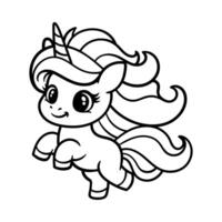 fun cute unicorn in action cartoon character isolated drawing line style sketch classic vintage design illustration vector