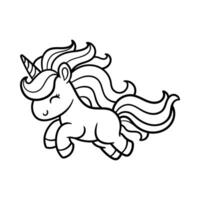 fun cute jumping unicorn cartoon character isolated drawing line style sketch classic vintage design illustration vector