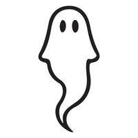 Simple Cartoon Ghost Outline Illustration for Halloween vector