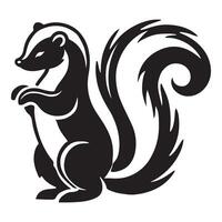 Striking Skunk Silhouette a Nocturnal Mammal vector
