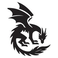 Elegant Black Dragon Silhouette Coiled and Ready vector