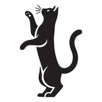 Silhouette Illustration of a Cat Reaching Up vector
