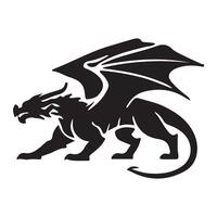 Fearsome Black Silhouette Dragon Alert and Powerful vector