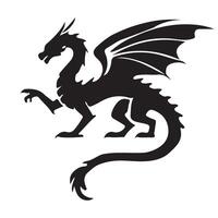 Magnificent Black Silhouette Dragon in a Regal Pose vector