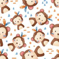 Adorable monkey themed seamless pattern for fabric, wallpaper and many more vector