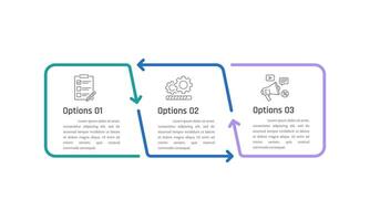 Infographic thin line arrow 3 Key Elements of Business Management. Presentation, Plan, Marketing and Strategy. vector