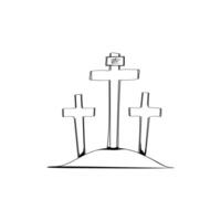 Three crosses on a hill. vector