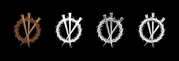 A crown of thorns with nails. vector