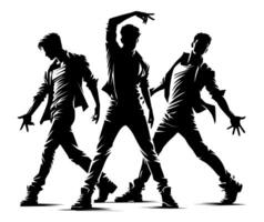 Silhouette group of male dancer . Design concept for poster, business advertising, backdrop, banner. Eps 10 vector