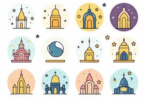 simple ine art mosque and moon vector