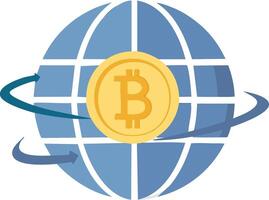 Cryptocurrency Coin Orbiting a Globe vector