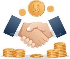 Handshake with Coins in the Background vector