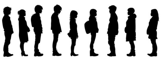 silhouettes of people standing in a row vector