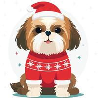 Cute Shih Tzu with Christmas Sweater vector
