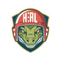 A crocodile wearing a helmet and helmet vector
