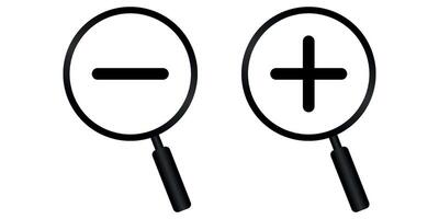 magnifying glass icon with plus and minus signs vector