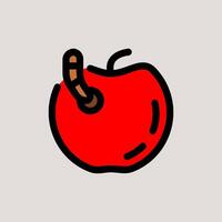 Design Illustration graphic of apple and worm icon with line and color style. Suitable for UI, mobile design, web design, etc vector
