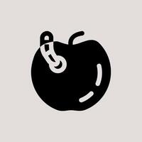 Design Illustration graphic of apple and worm icon with glyph style. Suitable for UI, mobile design, web design, etc vector