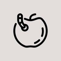 Design Illustration graphic of apple and worm icon with line style. Suitable for UI, mobile design, web design, etc vector