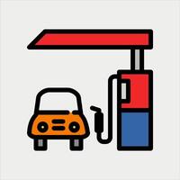 Design Illustration graphic of gas station icon with line and color style. Suitable for UI, mobile design, web design, etc vector