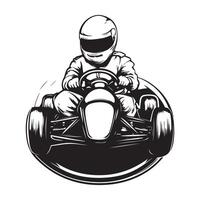Go kart racing front view logo design Image vector