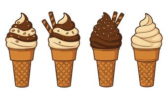 Fun and creative ice cream cone design set vector