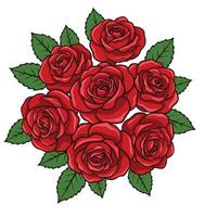 Red Rose Set with Realistic Petals and Leaves vector