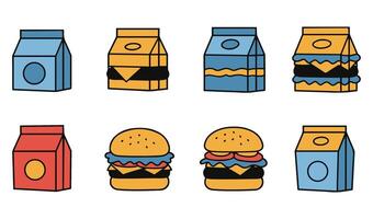 Minimalist Hamburger and Carton Design Elements vector