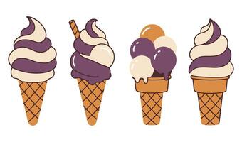 Playful ice cream cone set with fun toppings vector