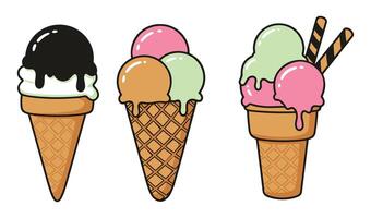 Freshly designed ice cream cone collection art vector