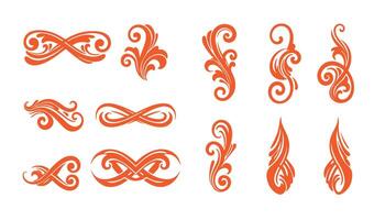 Infinity Curls Floral Swirl Ornament Elements for Vintage Aesthetic Design vector