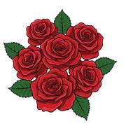 Blooming Red Rose Set with Decorative Elements vector