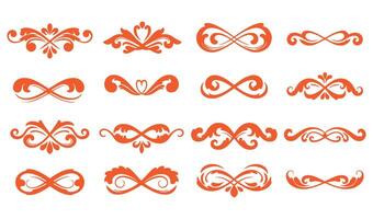 Infinity Curls Swirl Ornament Set Featuring Elegant Floral Flourishes vector