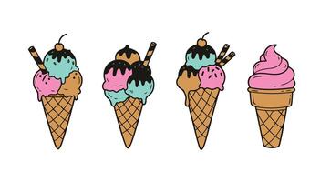 Minimalist colorful ice cream cone vectors pack