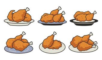 Adorable Flying Fried Chicken With Bucket Cartoon Graphics vector