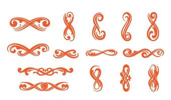 Infinity Curls Floral Swirl Ornament Set for Timeless Decorative Design vector