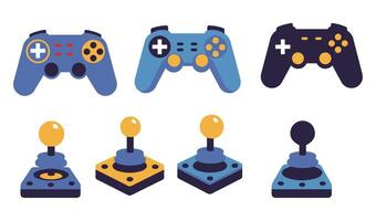 Joystick Gaming Controllers Set Retro and Modern Designs for Enthusiasts vector