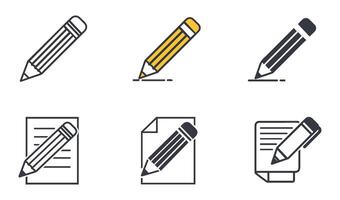 Modern Paper and Pencil Cartoon Icon Set for Graphic Design Use vector