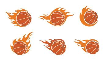 Flaming Ball Set High-Octane Graphics for Basketball Enthusiasts vector