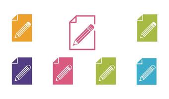 Charming Paper and Pencil Cartoon Icons for Graphic Design vector