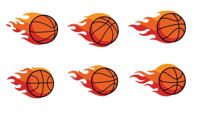 Basketball on Fire Set Vibrant Illustrations for Enthusiastic Sports Fans
