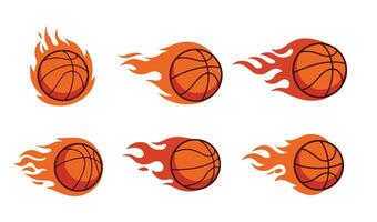 Flaming Hoops Basketball Set Bold and Creative Icons for Enthusiasts vector