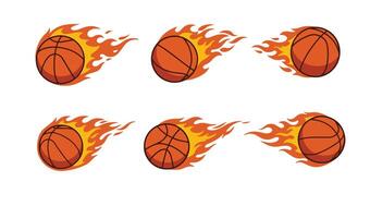 Intense Flame Basketball Set Unique Graphics for Sports Creativity vector
