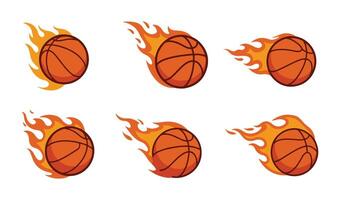 Fiery Basketball Set Energize Your Sports Projects with Dynamic Graphics vector