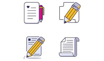 Paper and Pencil Cartoon Icon Set Dynamic Elements for Artwork vector