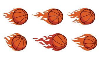 Flaming Basketball Set Creative Graphics for Sports-Themed Projects vector