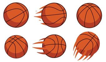 Flaming Basketball Icon Set Ignite Your Sports Creativity with Bold Graphics vector